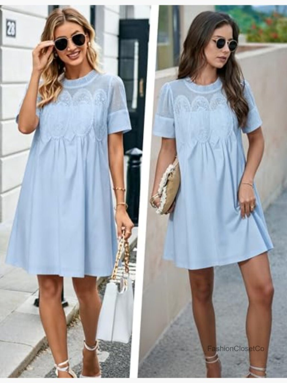 Lace Patchwork Babydoll Dress with Ruffled Hem - Picture 5 of 7